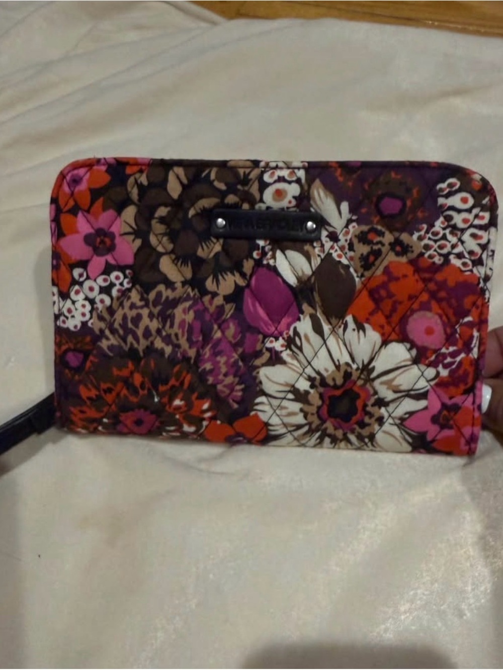 Vera Bradley Rosewood Zip Around Clutch. Pink, Red, Brown & White